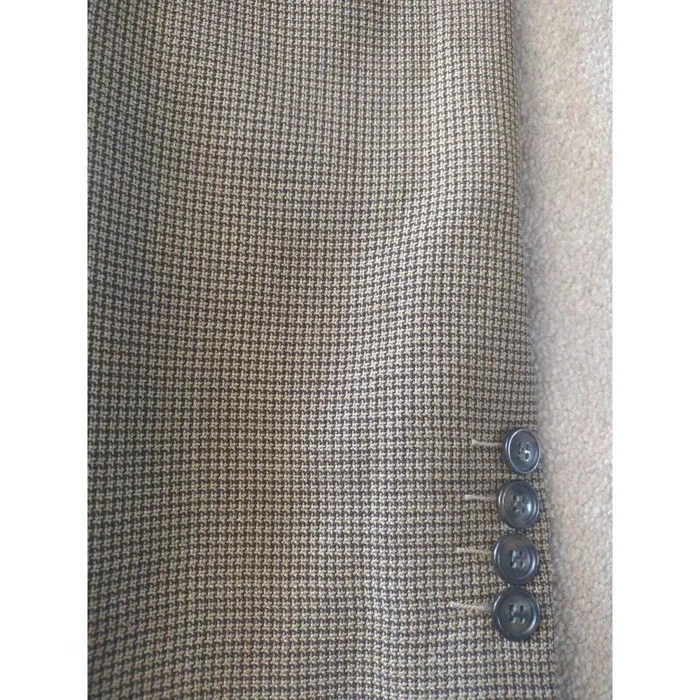Yves Saint Laurent Jacket Blazer Men 44R‎ Brown Black 3 Button Double Vent Wool